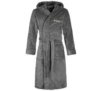 Di Vadini Florence Unisex Men's Women's Bathrobe with Hood I Dressing Gown Fluffy I Sleepwear Made of Fine Microfibre OekoTex Standard 100 I Kimono with Choice of Colours and Sizes XXS 5XL Grey