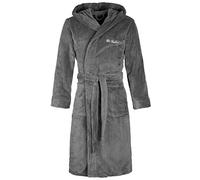 Di Vadini Unisex Men's Women's Florence Bathrobe with Hood I Fluffy Dressing Gown I Sleepwear Made of Fine Microfibre OekoTex Standard 100 I Kimono with Choice of Colours and Sizes XXS 5XL Grey