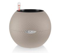 (Dia) 12Cm Small Plant Pot, Sand Brown Plastic Self-Watering Planter With Water Level Indicator Lechuza Puro Color W20 H16 Cm