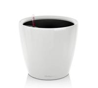 (Dia) 28Cm Round Plant Pot, White High-Gloss Plastic Self-Watering Planter With Water Level Indicator Lechuza Classico D28 H26 Cm