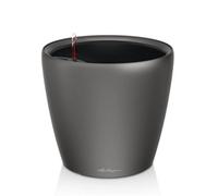 (Dia) 28Cm Round Planter, Charcoal Grey Metallic Plastic Self-Watering Plant Pot D28 H26 Cm Lechuza Classico Ls