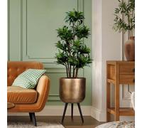 (Dia) 33Cm Plant Pot, Gold Reinforced Stone Idealist™ Large Indoor Plant Pot For Trees, Round Planter On Legs, D33 H61 Cm, 32L