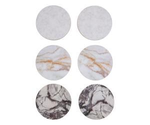 Dia 6Pc Marble Effect Assorted Cork Coasters