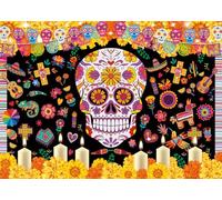 Dia De Los Muertos Backdrop Day of The Dead Backdrop Mexican Fiesta Sugar Skull Photography Background for Day of The Dead Party Decorations Photo Studio Prop (8x6FT(240x180cm))