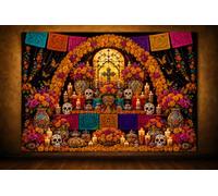 Dia de Los Muertos Backdrop Ofrenda Altar Day of the Dead Party Decor 7x5FT