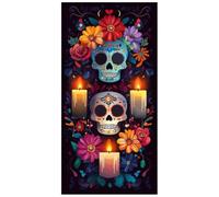 Dia De Los Muertos Banner Mexican Fiesta Background Banner Halloween Party Decoration for Indoor Outdoor Garden Hanging