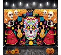 Dia De Los Muertos Banner, Mexico Day of The Dead Signs Halloween Banner Party Decor, Large Halloween Background for Indoor Outdoor Dia De Los Muertos Party Wall Decorations