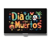 Día De Los Muertos Business Card Wallet Credit Card Holder Metal Square Small Pocket Purse