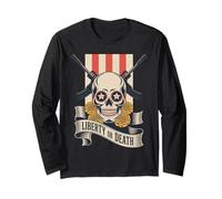 Dia de Los Muertos Calavera - Liberty or Death 2A USA Long Sleeve T-Shirt