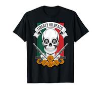 Dia de Los Muertos Calavera - Liberty or Death Mexican Gun T-Shirt