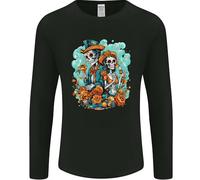 Dia de Los Muertos Day of The Dead Sugar Skull Mens Long Sleeve T-Shirt Black XL