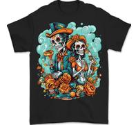 Dia de Los Muertos Day of The Dead Sugar Skull Mens T-Shirt 100% Cotton Black 5XL
