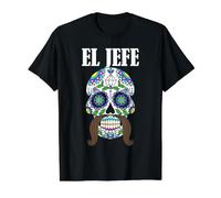 Dia De Los Muertos El Jefe Skull Roses Tattoo Style Art Value Graphic T-Shirt, Men, Black, M