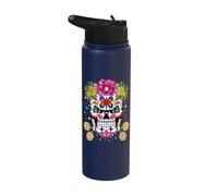 Dia De Los Muertos Floral Holiday Happy Cinco De Mayo Stainless Steel Insulated Water Bottle