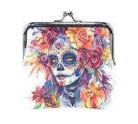 Dia De Los Muertos Mexican Fashion Women's Leather Coin Purse Wallet Waterproof Card Cases Money Organizers for Woman Girl para mujer pequeno