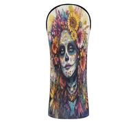 Dia De Los Muertos Mexican Golf Club Cover Set Pu Leather with Interchangeable No. Tags for Driver, Woods and Hybrid