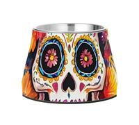 Dia De Los Muertos Mexican Skull Floral Dogs Food Bowl Non Slip Stainless Steel Cats Food Bowls for Small Dogs Whisker Fatigue dog slow feeder