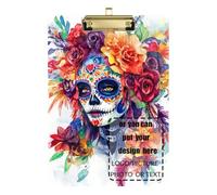 Dia De Los Muertos Mexican Skull with Flower Customize Office Clip Boards Hard Board for Nursing Student Trade Quest Size 9 x 12