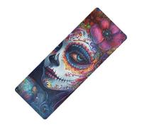 Dia De Los Muertos Mexican Sugar Skull Girl printed washable yoga mat for gym, natural rubber non slip, with Yoga bag cover tapete para ejercicio 71x26 inches