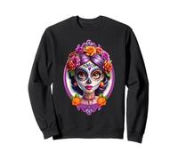 Dia de los muertos mexican woman face sugar skull halloween Sweatshirt