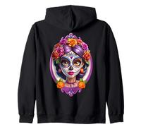 Dia de los muertos mexican woman face sugar skull halloween Zip Hoodie