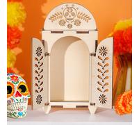 Dia De Los Muertos Ofrenda Shadow Box, Pre-Assembled Wooden Day of The Dead Decorations, DIY Remembrance Picture Frame for Ofrenda Altar Decor