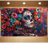 Dia De Los Muertos Photo Backdrop Day of The Dead Banner Sugar Skull Altar Mexican Fiesta Party Decorations and Supplies for Home