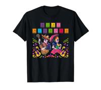 Dia De Los Muertos Skeleton Couple Mariachi Celebration Value Graphic T-Shirt, Men, Black, S