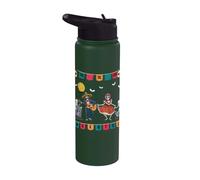 Dia De Los Muertos Skeleton Dancing Bones Funny Halloween Stainless Steel Insulated Water Bottle