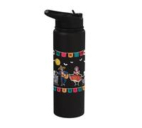Dia De Los Muertos Skeleton Dancing Bones Funny Halloween Stainless Steel Insulated Water Bottle