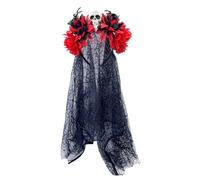 Dia de los Muertos Skull Flower Veil Headband - Premium Halloween Costume Accessory for Adults, Cosplay, Day of The Dead Parties, Festive Hair Decor with Adjustable