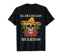 Dia de Los Muertos Sombrero Skull Roses Mexican Art T-Shirt
