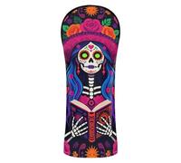 Dia De Los Muertos Sugar Girl Golf Covers Premium Leather Waterproof Headcover with Interchangeable No. Tags for Driver Fairway Wood Hybrid
