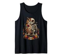 Dia De Los Muertos Sugar Skull Owl Floral Mexican Tank Top
