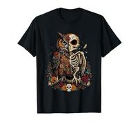 Dia De Los Muertos Sugar Skull Owl Floral Mexican Value Graphic T-Shirt