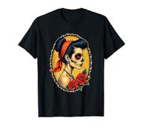 Dia De Los Muertos Woman Retro Tattoo Style 1 Fan Fun T-Shirt