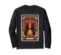 Dia De Los Muetos Tarot Card Occult Gothic Halloween Long Sleeve T-Shirt