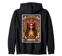 Dia De Los Muetos Tarot Card Occult Gothic Halloween Zip Hoodie