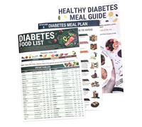 Diabete Food List & Meal Planner, 3 Pieces Healthy Diabete Care Food Chart Set, Printable Diabetic Foods Guide List Kit for Type 1/2, Comprehensive Diabetic Meal Guide Foods Chart Set