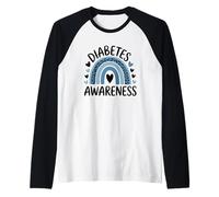 Diabetes Awareness Heart Rainbow Love Raglan Baseball Tee