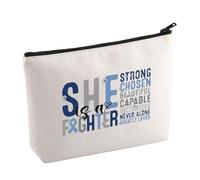 Diabetes Awareness Makeup Bag Diabetes Warrior Fight Diabetes Gift Bible Verse Blue Ribbon Support Gift She is A Fighter Cosmetic Bag (Fighter)