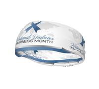 Diabetes Awareness Month Blue Ribbon Headbands Sports Sweatband Athletic Exercise Bands Turban Hair Head For Men Women Yoga Fitness