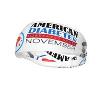 Diabetes Awareness Month Blue Ribbon Headbands Sports Sweatband Athletic Exercise Bands Turban Hair Head For Men Women Yoga Fitness
