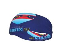 Diabetes Awareness Month Blue Ribbon Headbands Sports Sweatband Athletic Exercise Bands Turban Hair Head For Men Women Yoga Fitness