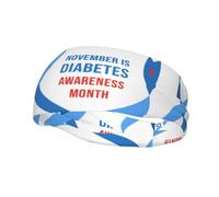 Diabetes Awareness Month Blue Ribbon Headbands Sports Sweatband Athletic Exercise Bands Turban Hair Head For Men Women Yoga Fitness