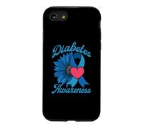 Diabetes Awareness Sunflower Type 1 T2D Diabetic Blue Ribbon Case for iPhone SE (2020) / 7/8