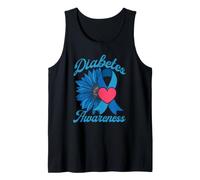 Diabetes Awareness Sunflower Type 1 T2D Diabetic Blue Ribbon Tank Top