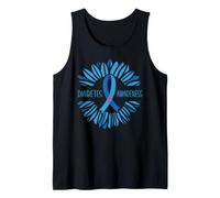 Diabetes Awareness Sunflower Type 1 T2D Diabetic Blue Ribbon Tank Top