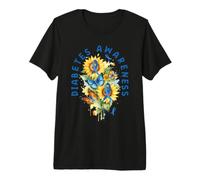 Diabetes Awareness Sunflower Type 1 T2D Diabetic Survivor Premium T-Shirt
