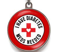 Diabetes Dog Tag - Add Your Info to Back - I Have Diabetes Meds Needed Medical Alert Pet ID - Durable Tag for Diabetic Dogs - 2 Sizes - 36 Colour Options - Custom Safety Tag